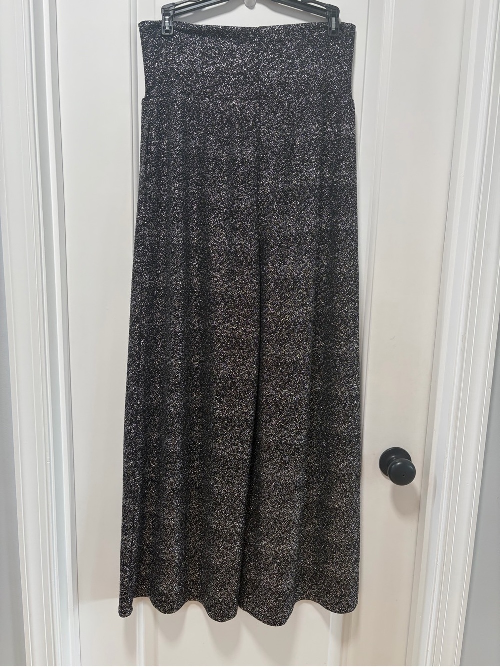 Davi & Dani Sparkle Luxe Wide Leg Pants NWT size Large Black Silver Flowy - Picture 11 of 12